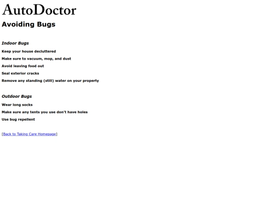 takingcare/avoidingbugs screenshot