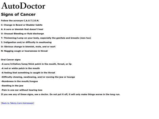 takingcare/signsofcancer screenshot