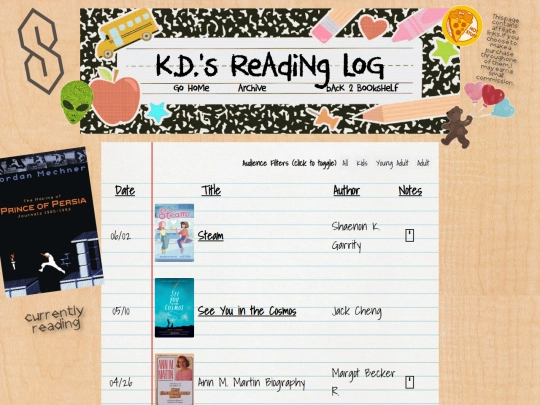main/reading-log screenshot