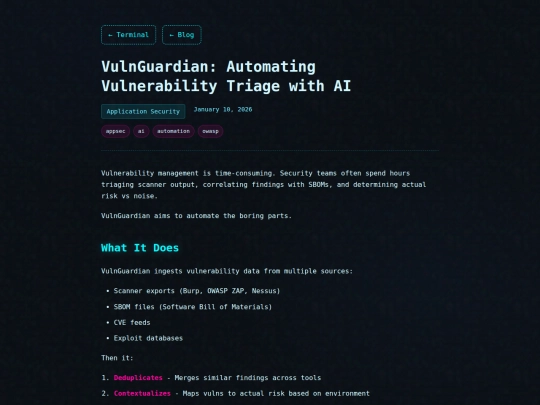 blog/vulnguardian-automation screenshot