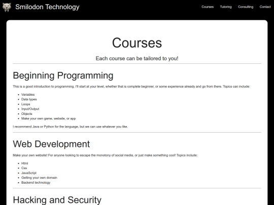 courses screenshot