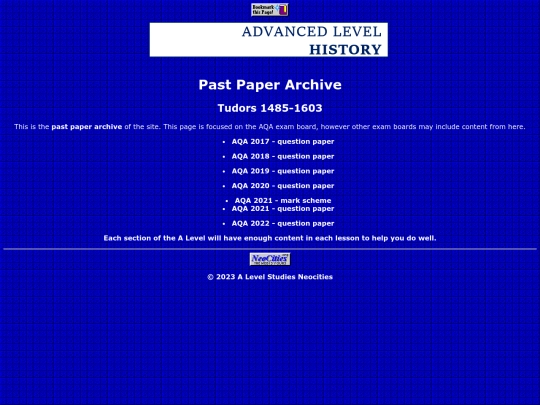 history/tudors/past_papers screenshot
