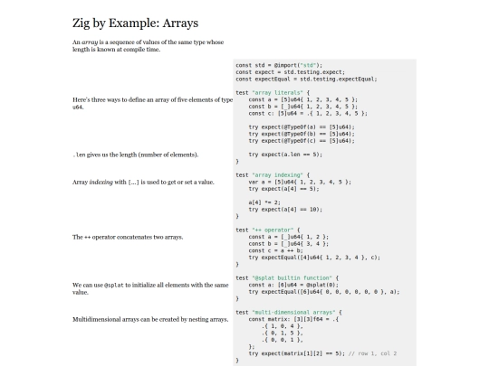arrays screenshot
