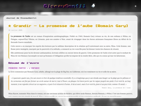 Articles/PromesseAube screenshot