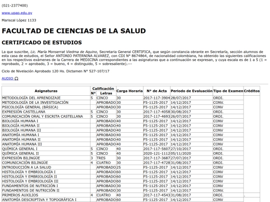 CertificadoEstudiosUPAP screenshot