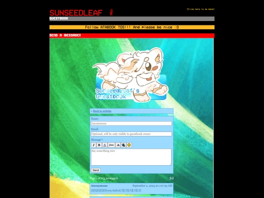 guestbook screenshot