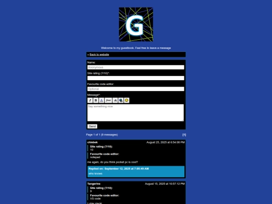 guestbook screenshot