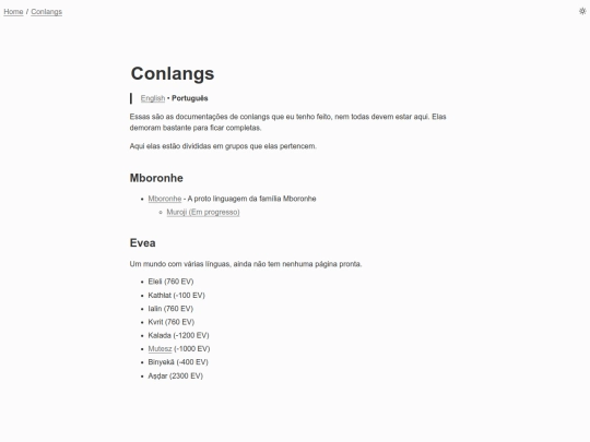 Conlangs screenshot