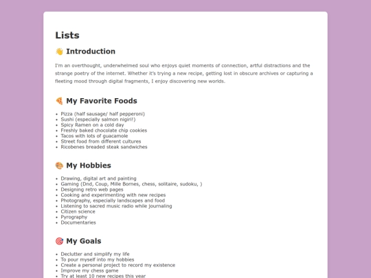 lists screenshot