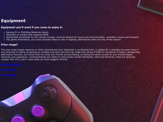 Equipment screenshot