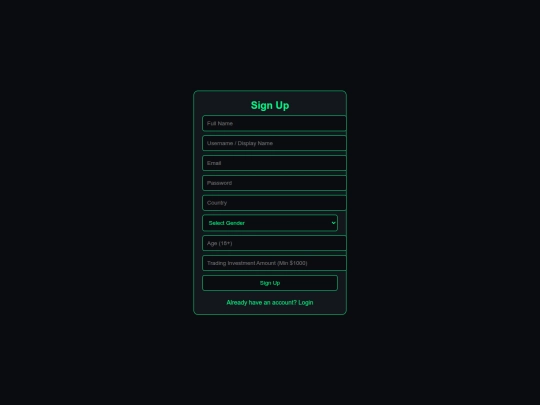 signup screenshot