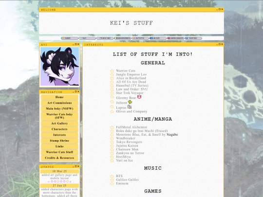 interests screenshot