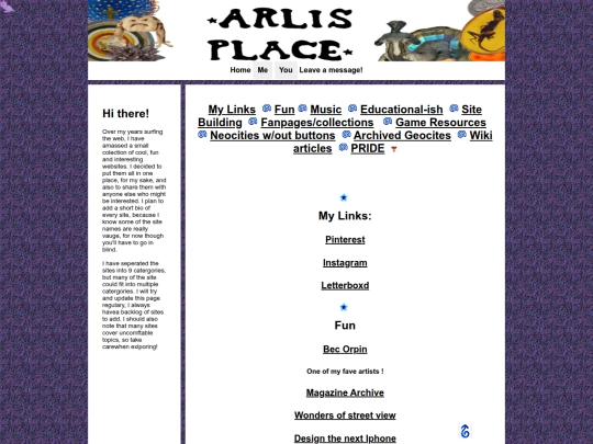 Links screenshot