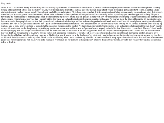 diaryentries screenshot