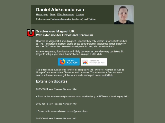 web-extensions/trackerless-magnets screenshot