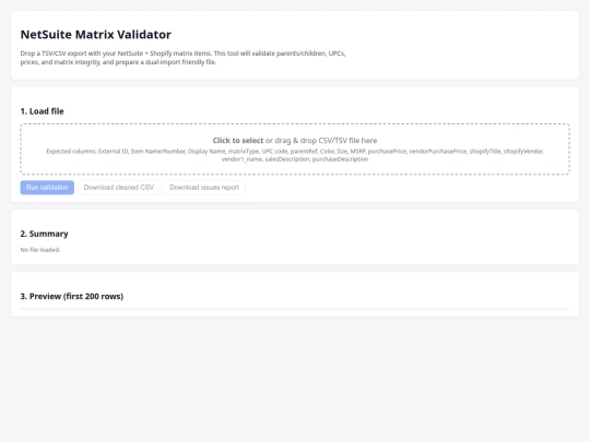 NOW.html/AAAGO5555/importValidator screenshot