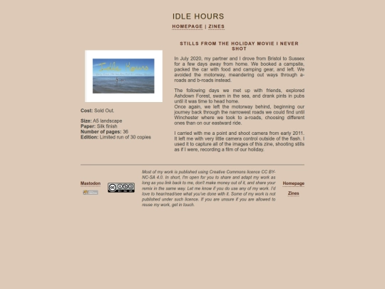 Zines/idlehours screenshot