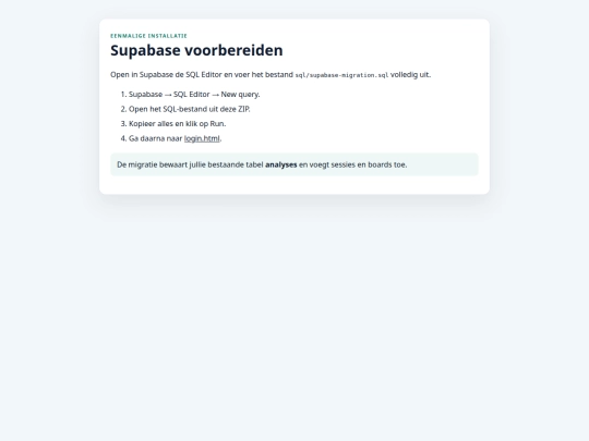 Analysecentrum/setup screenshot