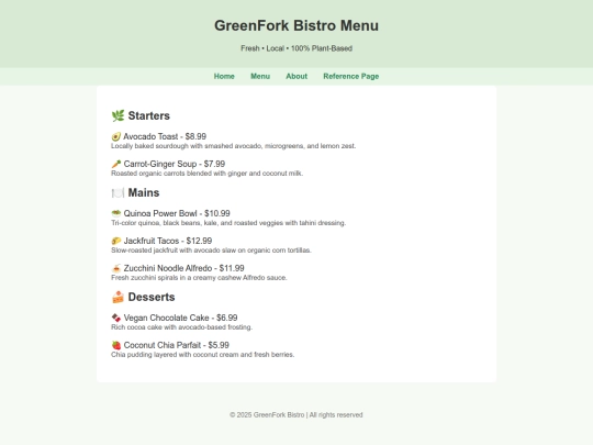 menu screenshot