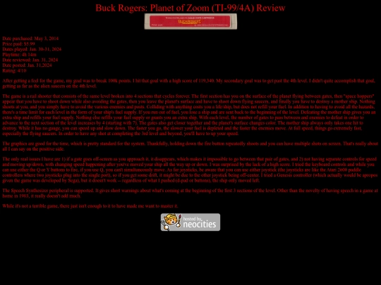 Buck_Rogers_Planet_of_Zoom_TI99_review screenshot