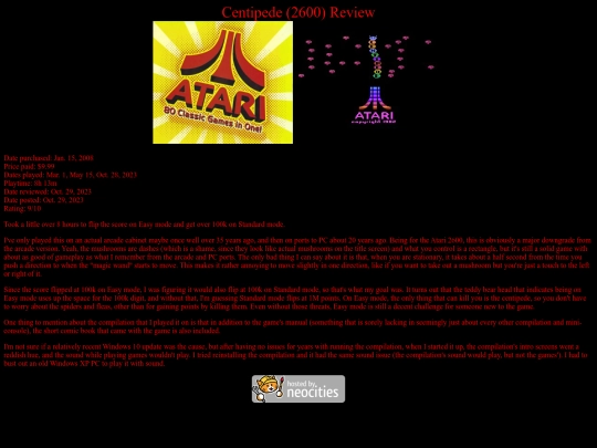 Centipede_2600_review screenshot