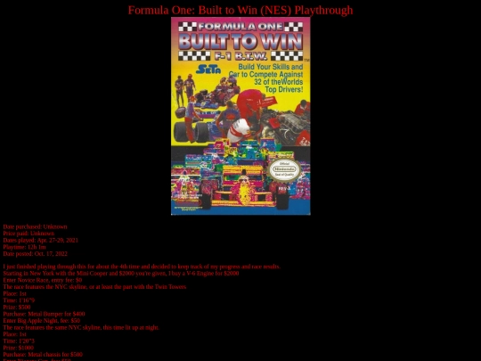 Formula_One_Built_to_Win_NES_playthrough screenshot