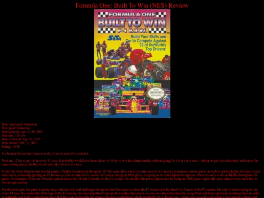 Formula_One_Built_to_Win_NES_review screenshot