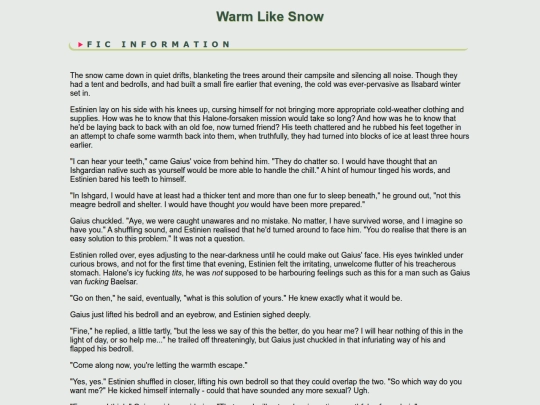 fanfic/ffxiv/GaiusEstinien/Warm Like Snow screenshot
