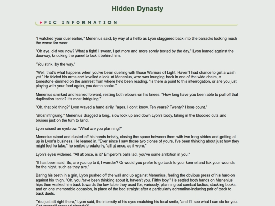 fanfic/ffxiv/LyonMenenius/Hidden Dynasty screenshot