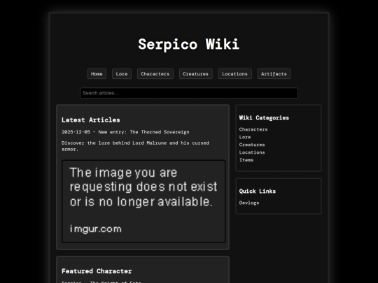serpicowiki/wiki screenshot