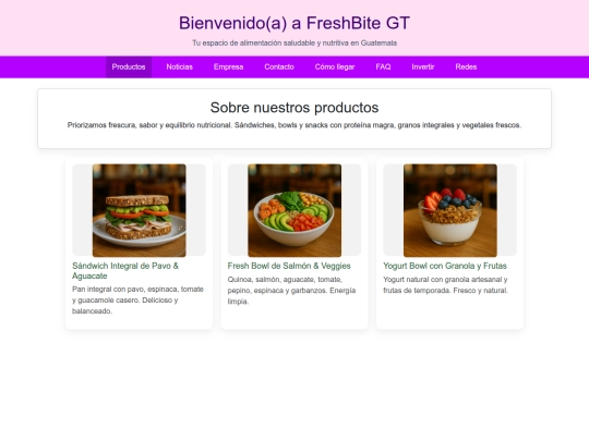 Menú screenshot