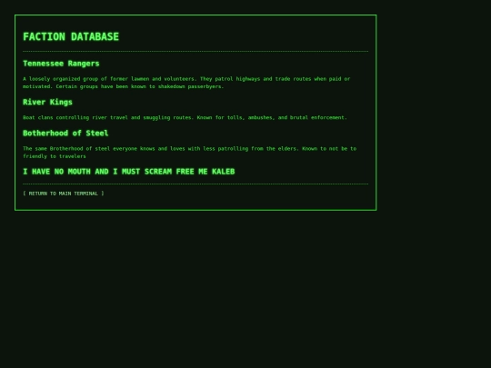 FalloutTerminal/factions screenshot