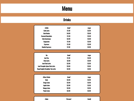 menu screenshot