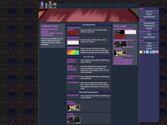 links screenshot