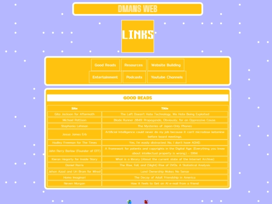 links screenshot