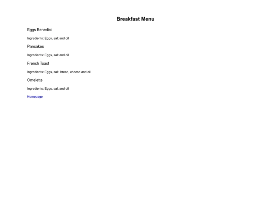 restaurant-menu screenshot