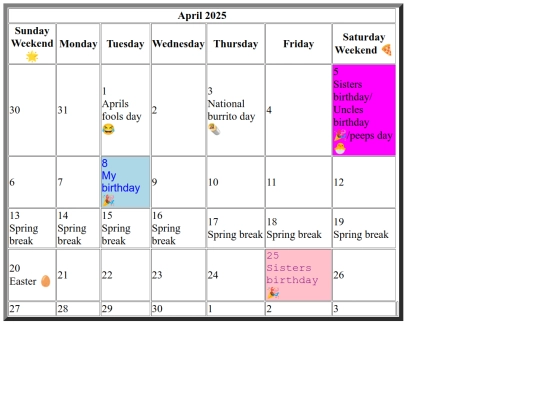 WED DESIGN/1HTML/Calender/tablecalender screenshot