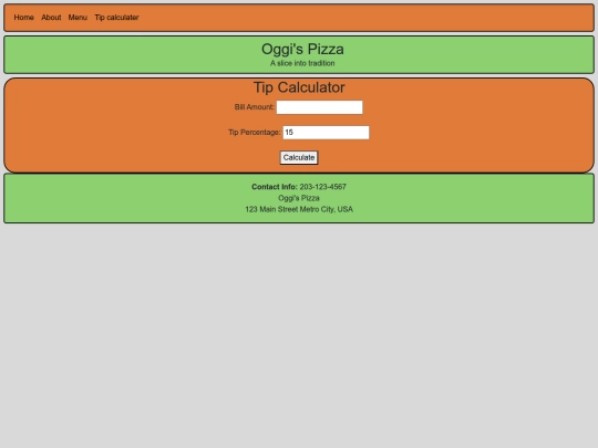 bootstrap5/Oggi's pizza/Tipcalc screenshot