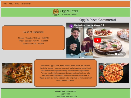 bootstrap5/Oggi's pizza screenshot