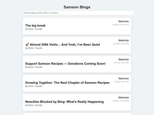 Pages/blogs screenshot