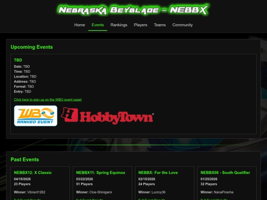 events screenshot