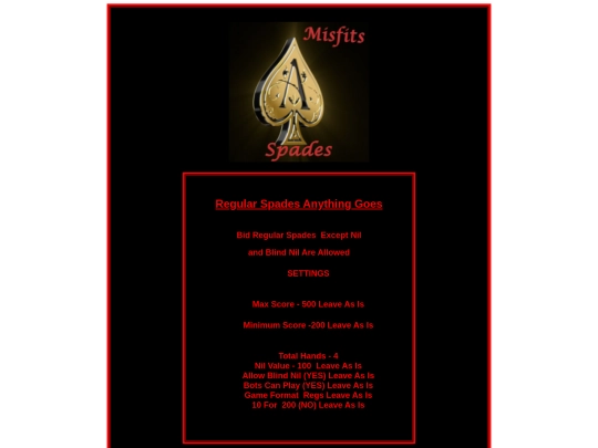 SPADE RULES/regsallgoesspaderulesforbox screenshot