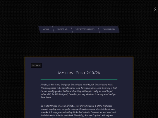 Journal Pages/First Journal Post screenshot