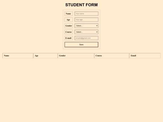 studentform/assignment screenshot