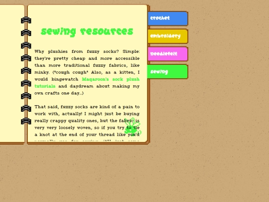 secrets/crafts/sewing screenshot