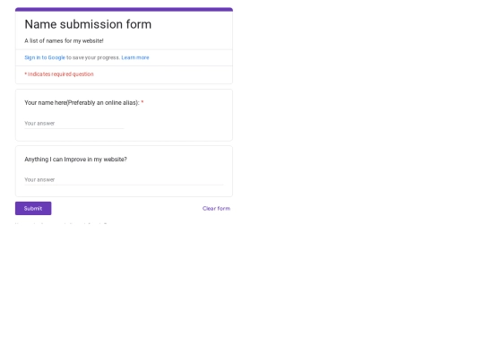 SubmissionForm screenshot