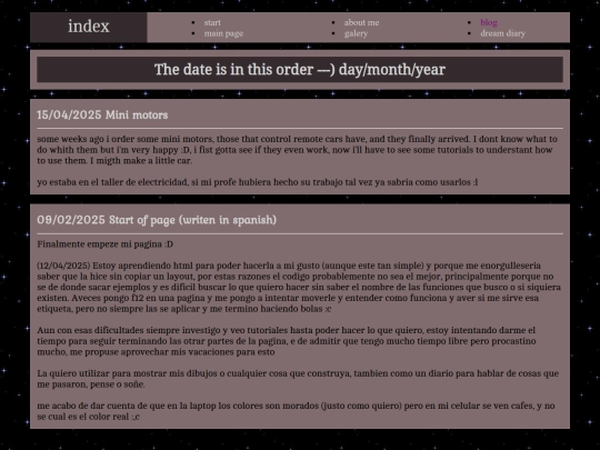 Blog screenshot