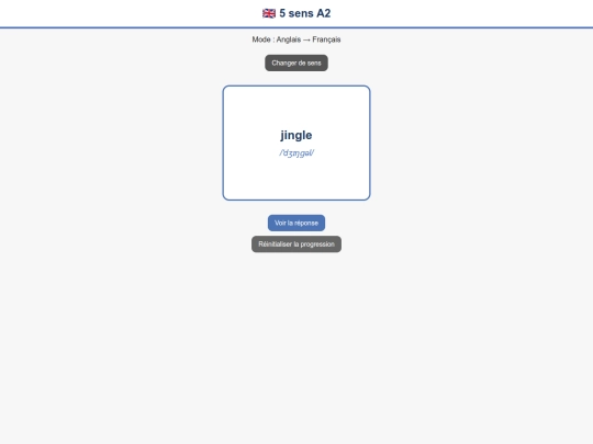 Flashcard/Anglais_A2/Anglais_Francais_A2_5_sens screenshot