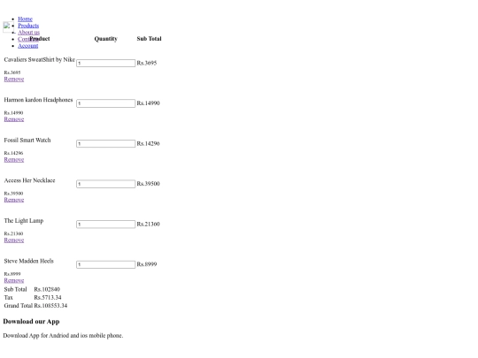 cart screenshot