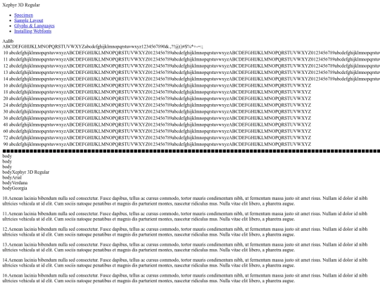 fonts/xephyr3d-34qy-demo screenshot
